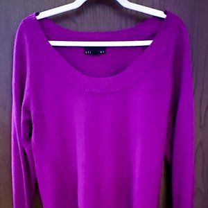 Attention Plum Purple Wide Collar Lightweight Sweater